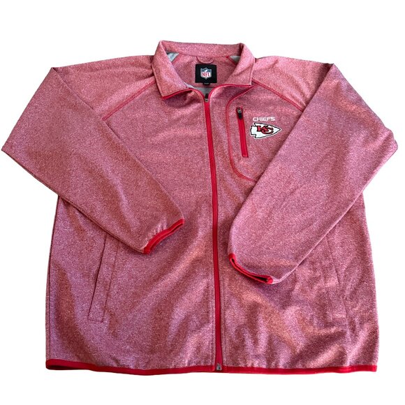 NFL Men's XL Kansas City Chiefs Full Zip Long Sleeve Light Red Heathered Jacket - Picture 1 of 4
